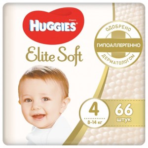 Подгузники Elite Soft Huggies размер 4, 66шт