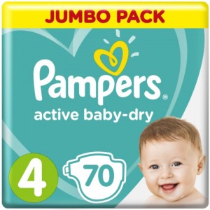 Подгузники Active baby-dry Pampers размер 4, 70шт
