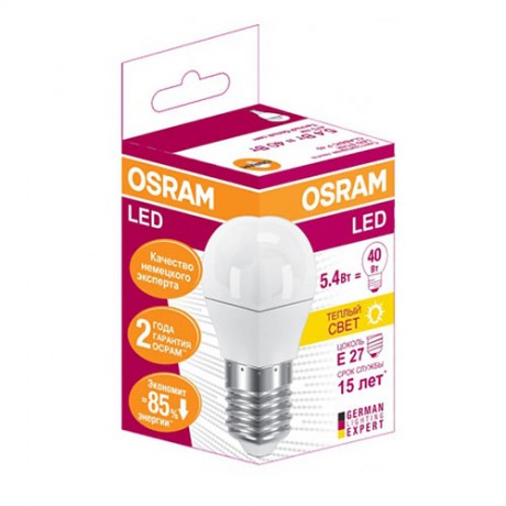 Лампа LED Osram 5.4Вт Е14 В40 т/с прозр.